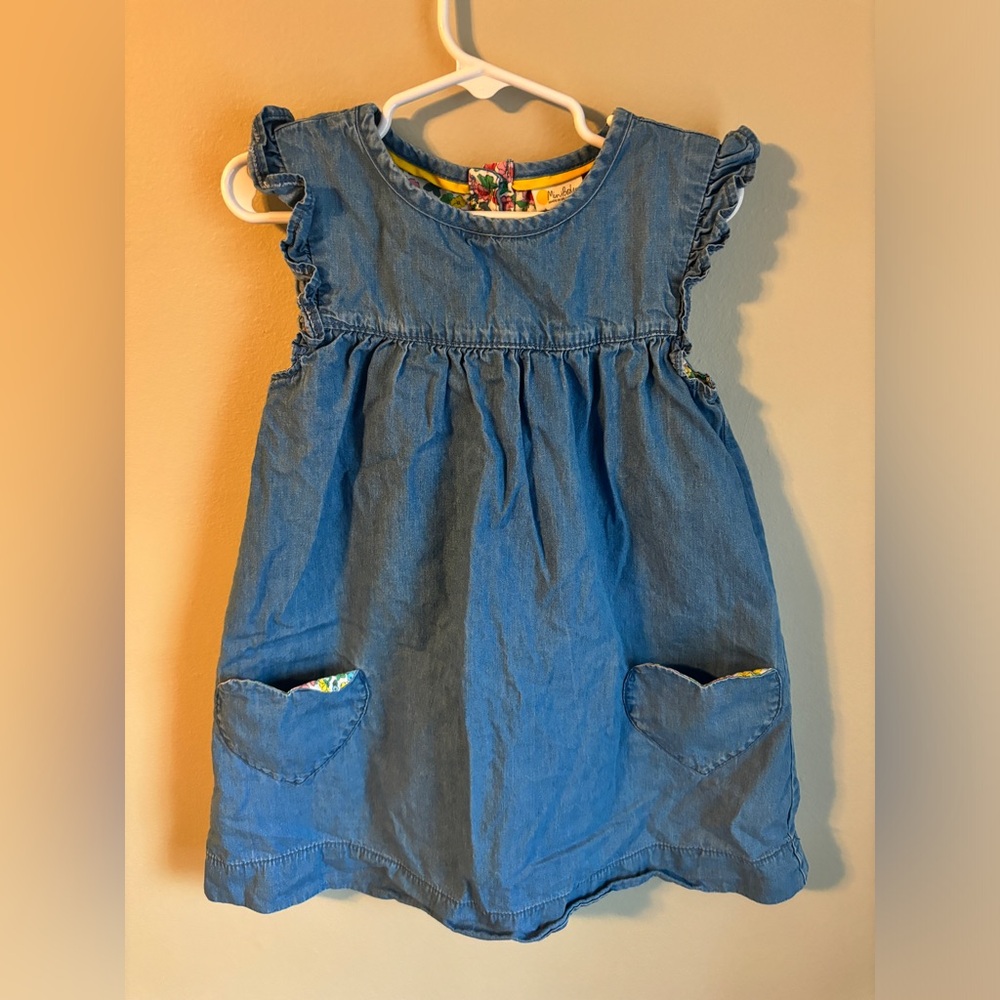 Mini Boden Blue Denim Dress with Floral Lining